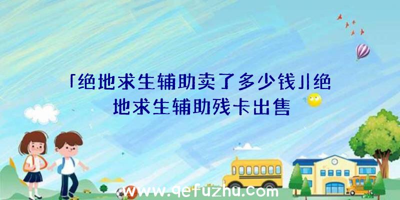 「绝地求生辅助卖了多少钱」|绝地求生辅助残卡出售